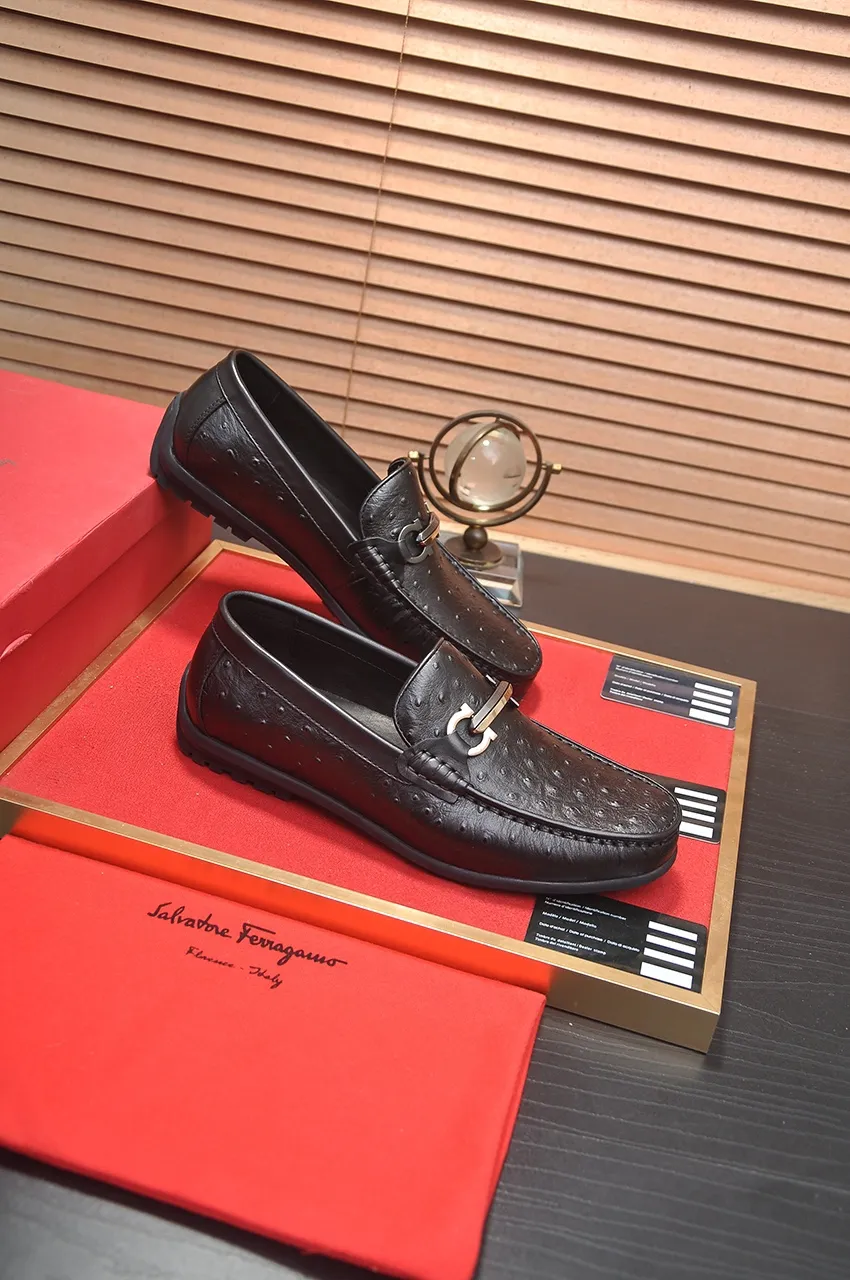 Men's shoes 💰500💶[Ferragamo/Ferragamo] The latest model in the counter. Original imported open-sided high-quality cowhide hand-woven + imported 🐂 cowhide + original luxury metal buckle + original combination outsole. Comparison without pressure 38--44🎉